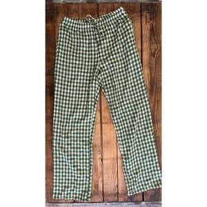 Things Between Green Gingham Check Drawstring Elastic Waist Lounge Pants Small